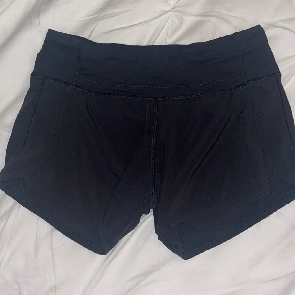 Black Lululemon 4 inch speed up shorts, slightly used